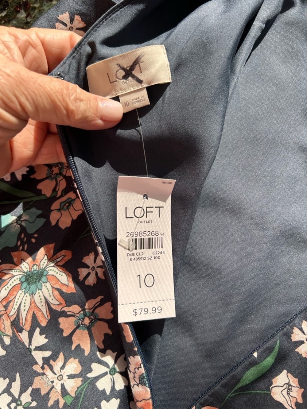 NWT Loft Outlet Blue Floral Sunshine Fit and Flare Boatneck Lined Dress. Midi. - Picture 5 of 7